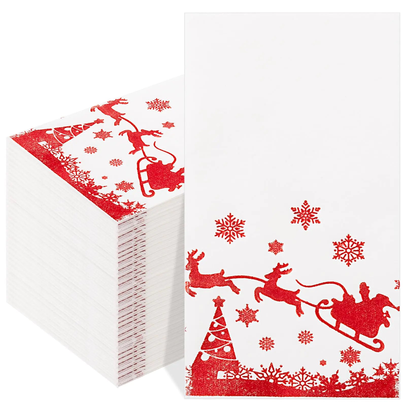 EI 100pcs Christmas Napkins Red Christmas Elk Paper Napkins