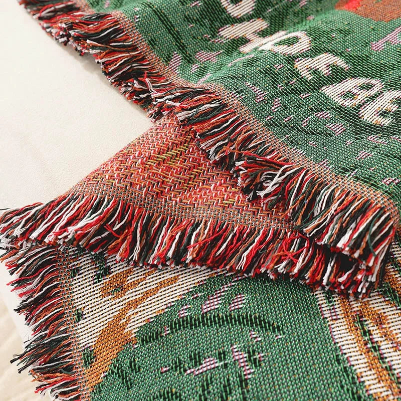 Customized High-End Christmas Office Nap Blanket 100% Cotton Jacquard Tapestry