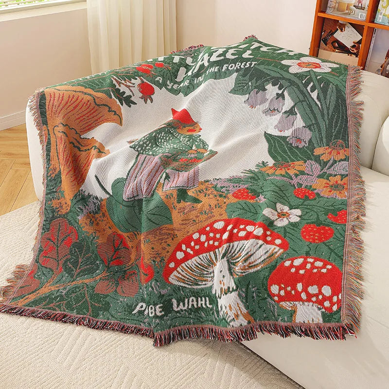 Customized High-End Christmas Office Nap Blanket 100% Cotton Jacquard Tapestry