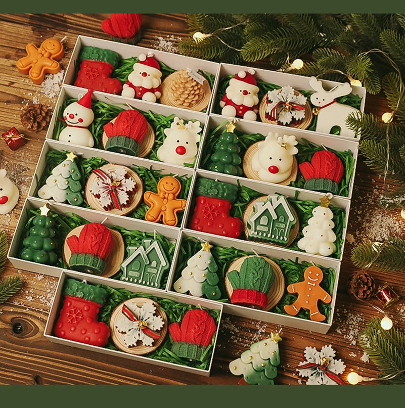 3Pcs/Pack Christmas Handmade Scented Candle Decor Cute Santa Snowman Elk Aromatherapy Candle