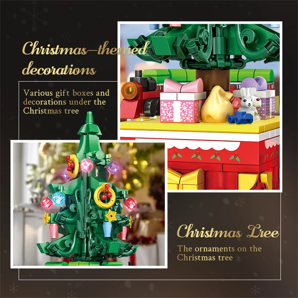 Christmas Train Christmas Tree Elk Christmas House Building Blocks Xmas Tree Decor For Kids