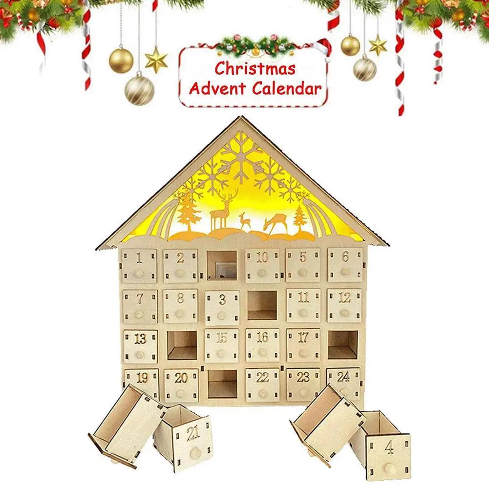 Christmas Advent Calendar 24 Days Countdown Decoration Reusable Detachable Wooden