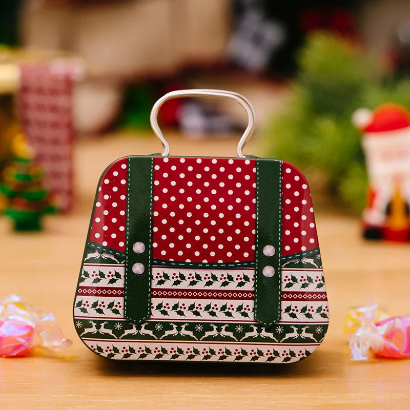 Christmas Decoration Metal Box Handbag Shape Tin Jar Jewelry Storage Case Kids Gift Can Storage Boxes Xms Party Decors