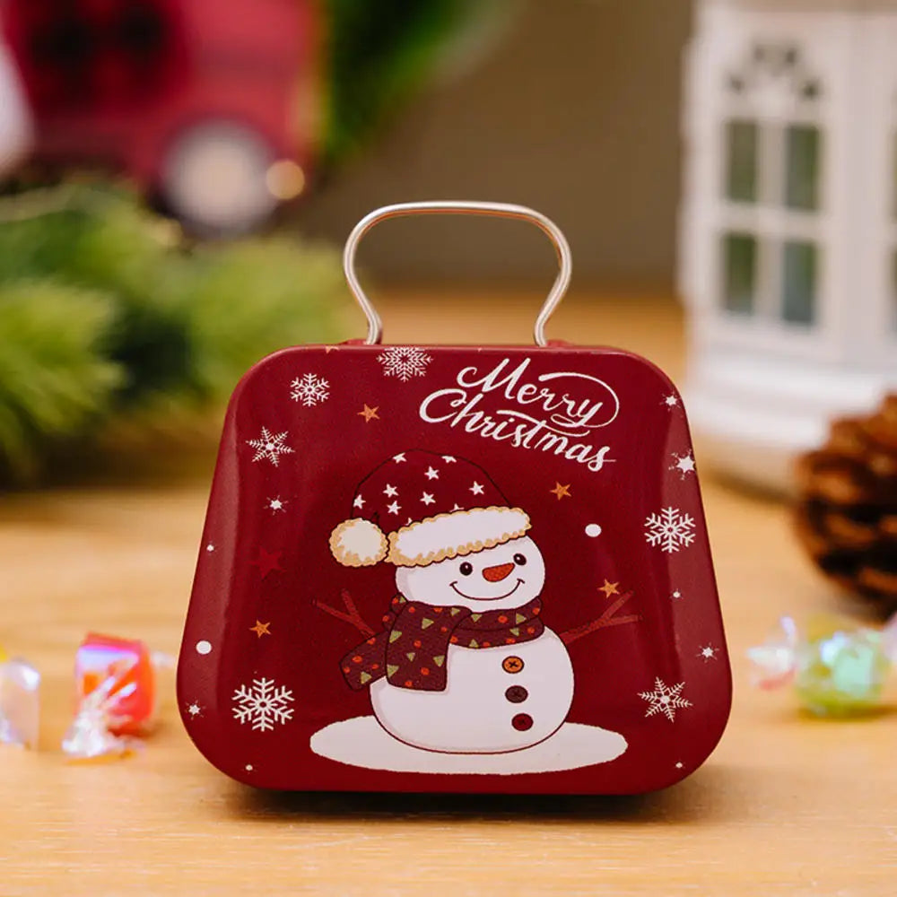 Christmas Decoration Metal Box Handbag Shape Tin Jar Jewelry Storage Case Kids Gift Can Storage Boxes Xms Party Decors