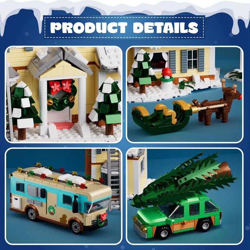 1958PCS Christmas Vacation House Building Blocks Toys Sets Holiday Decorative Ornaments Bricks For Kids Adult Christmas Gifts