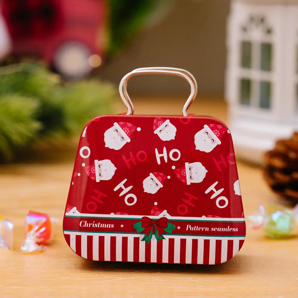 Christmas Decoration Metal Box Handbag Shape Tin Jar Jewelry Storage Case Kids Gift Can Storage Boxes Xms Party Decors