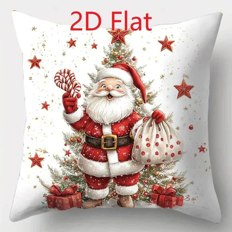 1pcs 2D Christmas Pillow Cover Xmas Party Decoration Xmas Holiday Santa Claus Pillow Cover Navidad Natal New Year Gift