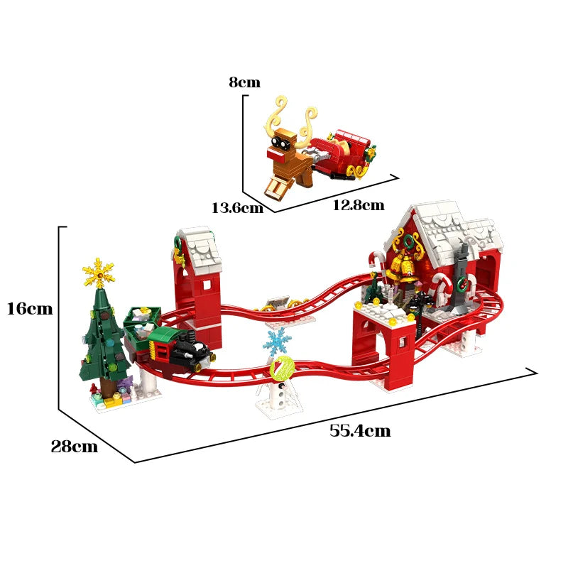 Christmas Train Christmas Tree Elk Christmas House Building Blocks Xmas Tree Decor For Kids
