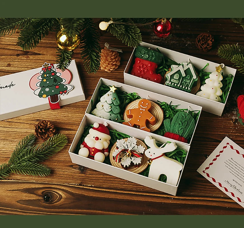3Pcs/Pack Christmas Handmade Scented Candle Decor Cute Santa Snowman Elk Aromatherapy Candle