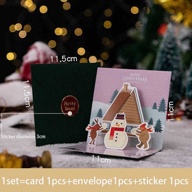 3D Pop UP Santa Cards Folding Merry Christmas Greeting Cards