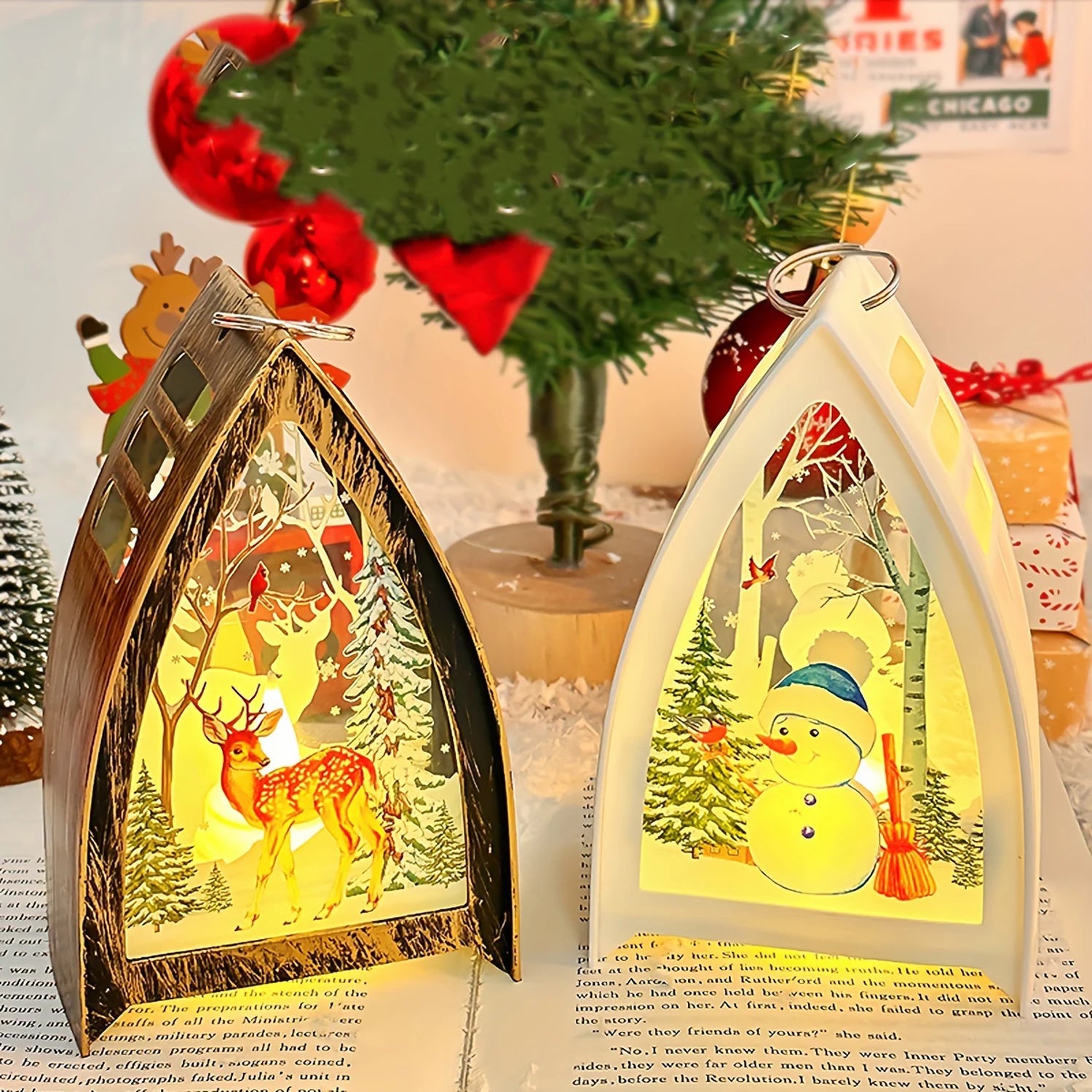 LED Christmas Decoration, Retro Christmas Candle Holder Lamp, Electronic Candle Light,