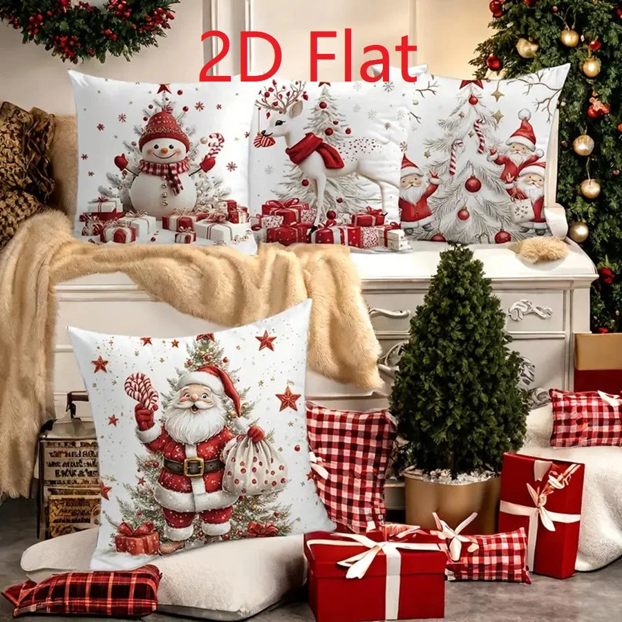 1pcs 2D Christmas Pillow Cover Xmas Party Decoration Xmas Holiday Santa Claus Pillow Cover Navidad Natal New Year Gift