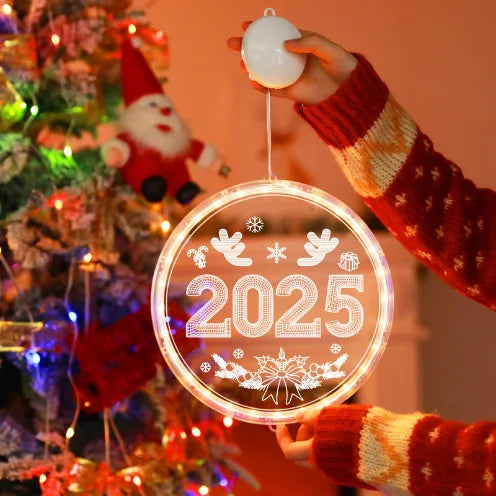Merry Christmas LED Fairy Lights Santa Claus Elk Living Doors Windows Decoration New Year Gift 2025 Christmas Tree Hanging Light