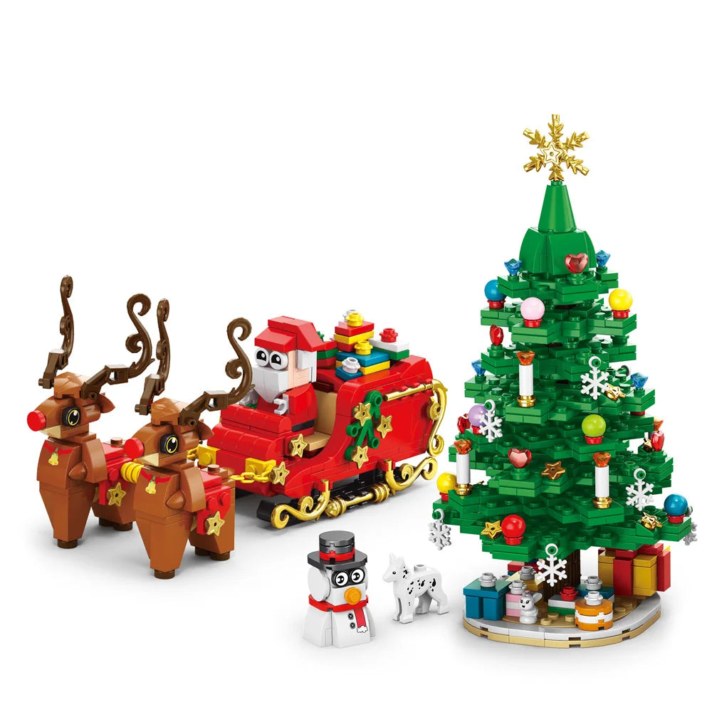 Christmas Train Christmas Tree Elk Christmas House Building Blocks Xmas Tree Decor For Kids