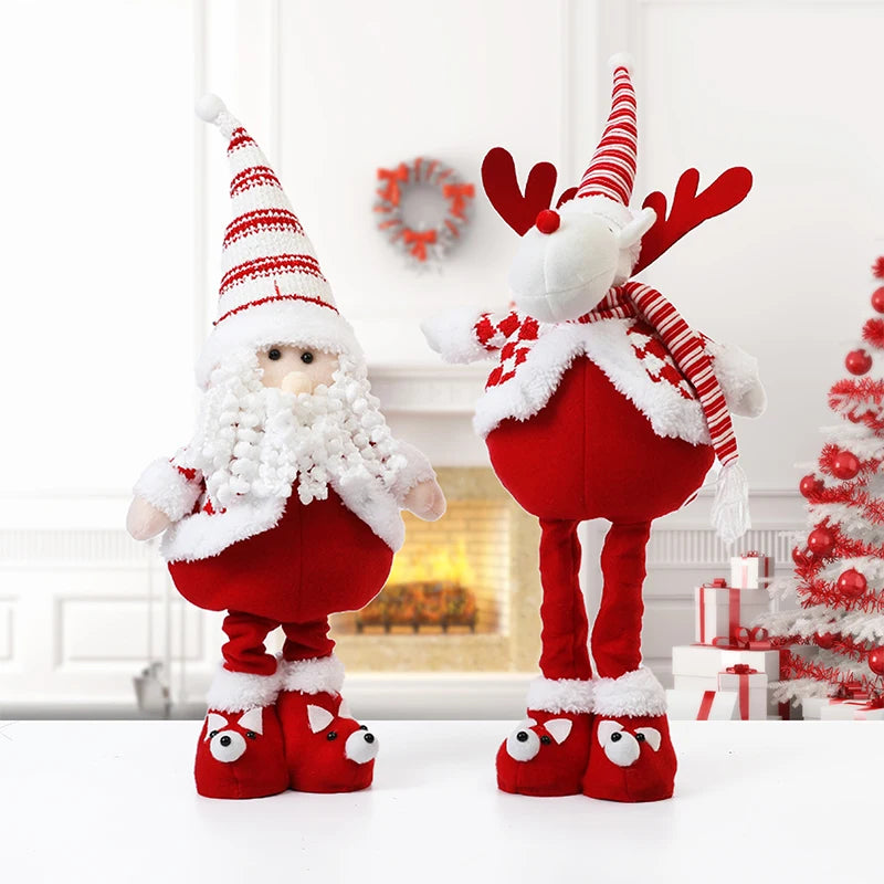 Christmas Doll Retractable Cartoon Santa Claus Snowman Elk Doll Christmas Decoration Gift for Xmas Tree Ornaments Navidad Gifts