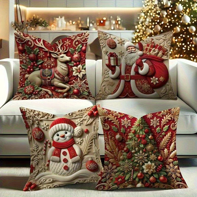 1pcs 2D Christmas Pillow Cover Xmas Party Decoration Xmas Holiday Santa Claus Pillow Cover Navidad Natal New Year Gift