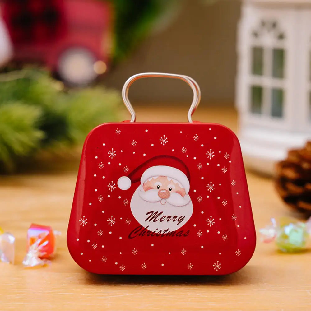 Christmas Decoration Metal Box Handbag Shape Tin Jar Jewelry Storage Case Kids Gift Can Storage Boxes Xms Party Decors
