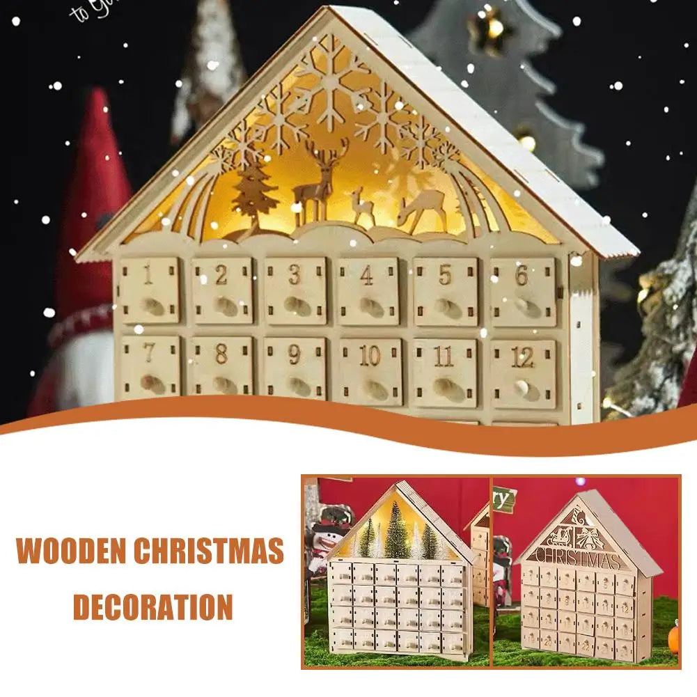 Christmas Advent Calendar 24 Days Countdown Decoration Reusable Detachable Wooden