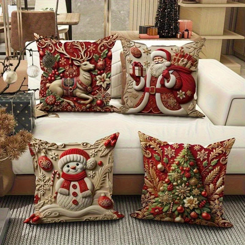 1pcs 2D Christmas Pillow Cover Xmas Party Decoration Xmas Holiday Santa Claus Pillow Cover Navidad Natal New Year Gift