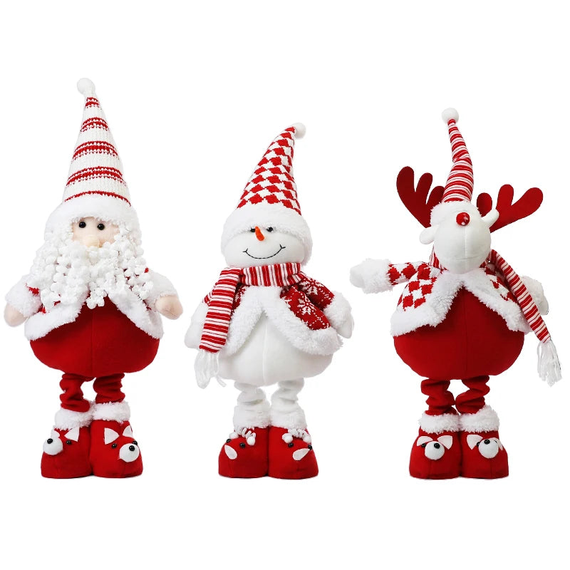 Christmas Doll Retractable Cartoon Santa Claus Snowman Elk Doll Christmas Decoration Gift for Xmas Tree Ornaments Navidad Gifts
