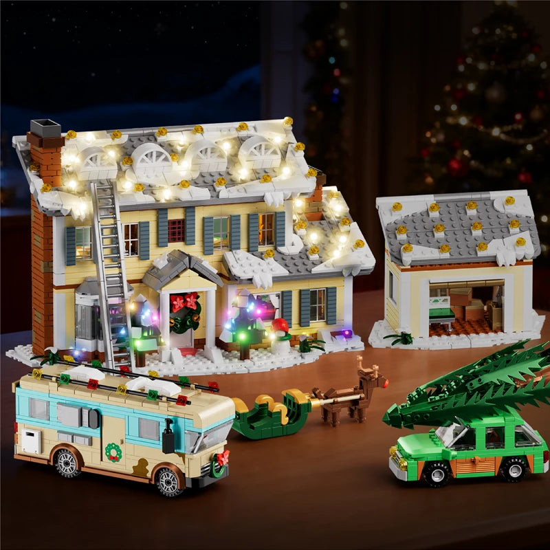 1958PCS Christmas Vacation House Building Blocks Toys Sets Holiday Decorative Ornaments Bricks For Kids Adult Christmas Gifts