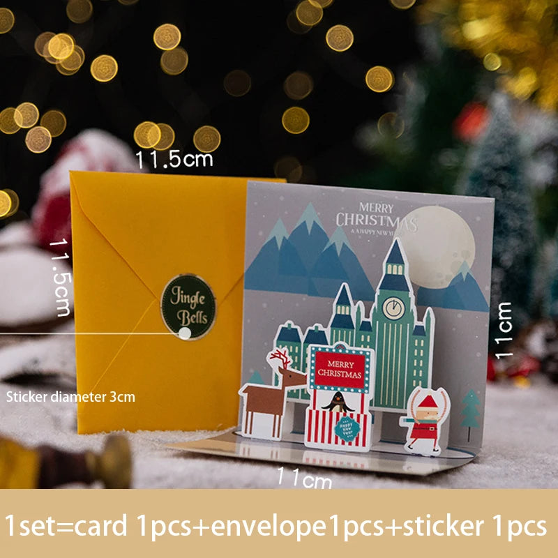 3D Pop UP Santa Cards Folding Merry Christmas Greeting Cards