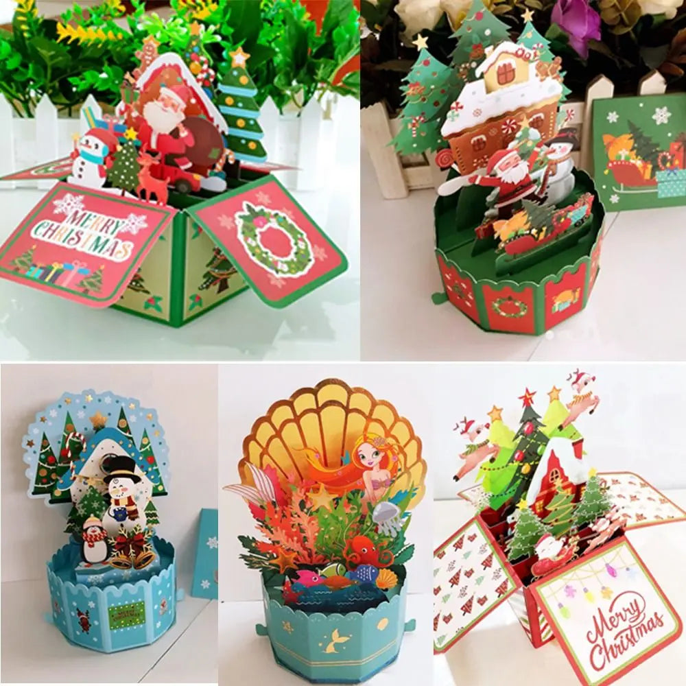3D Pop Up Greeting Cards Merry Christmas Cards New Year Greeting Cards