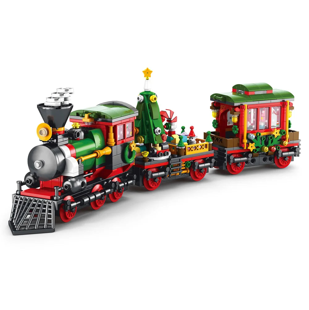 Christmas Train Christmas Tree Elk Christmas House Building Blocks Xmas Tree Decor For Kids