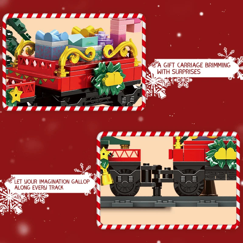 Christmas Train Christmas Tree Elk Christmas House Building Blocks Xmas Tree Decor For Kids