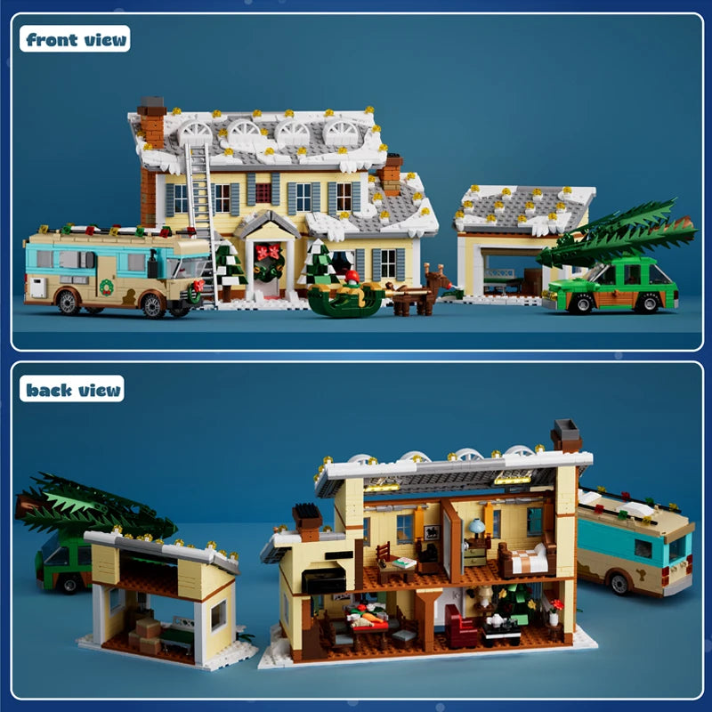 1958PCS Christmas Vacation House Building Blocks Toys Sets Holiday Decorative Ornaments Bricks For Kids Adult Christmas Gifts