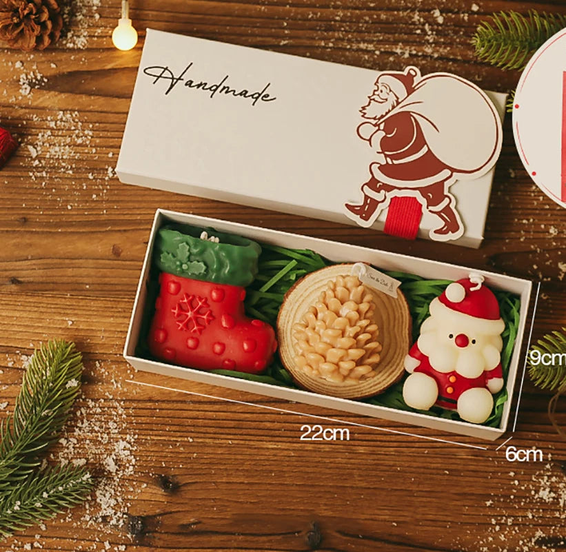 3Pcs/Pack Christmas Handmade Scented Candle Decor Cute Santa Snowman Elk Aromatherapy Candle