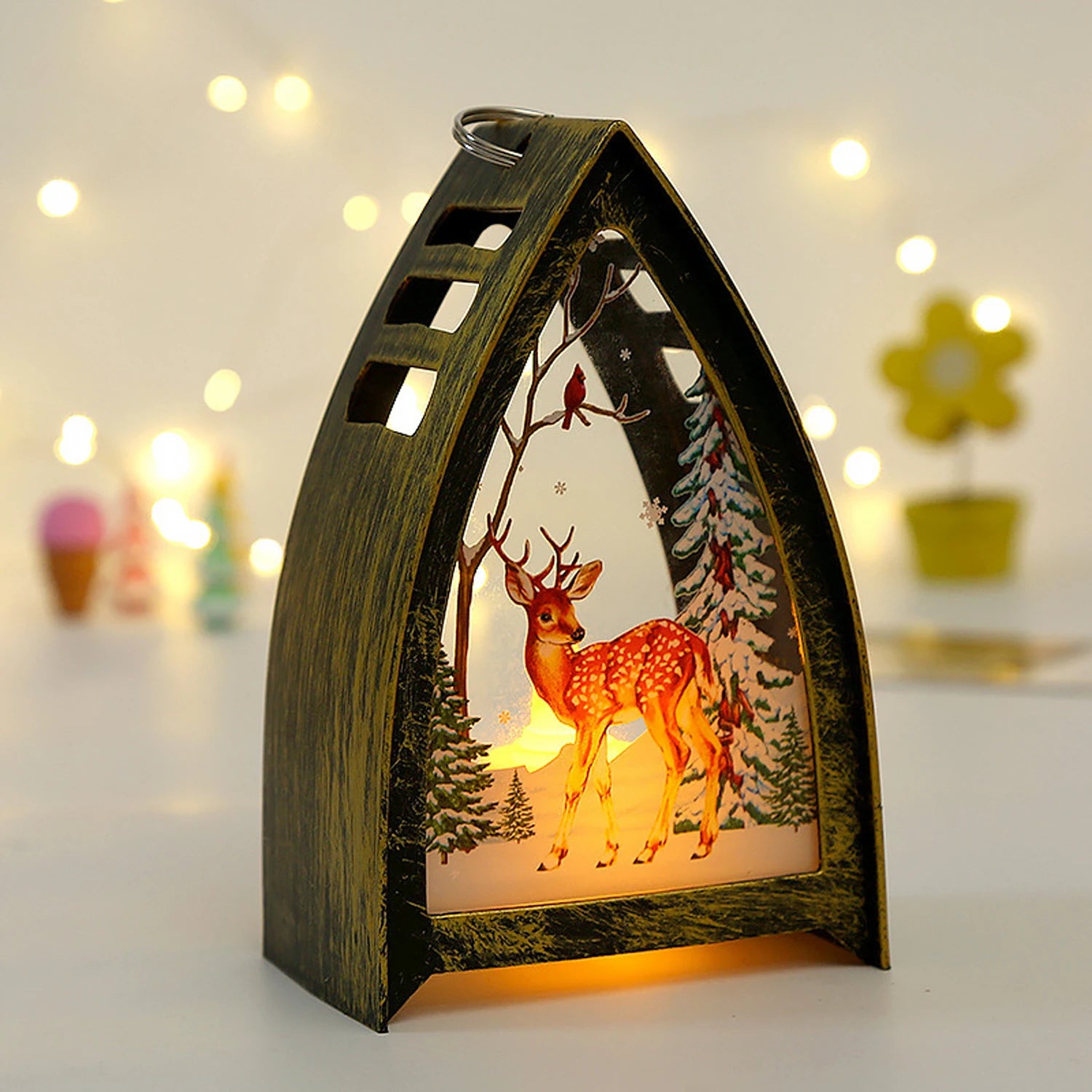 LED Christmas Decoration, Retro Christmas Candle Holder Lamp, Electronic Candle Light,