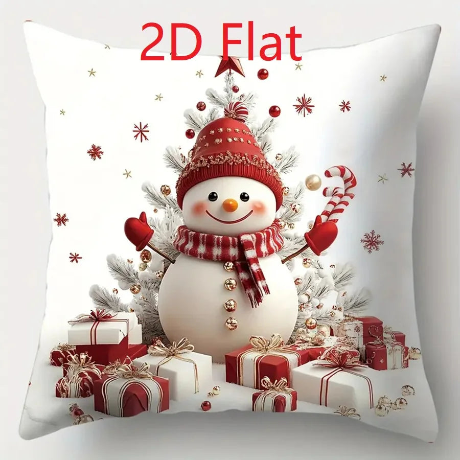 1pcs 2D Christmas Pillow Cover Xmas Party Decoration Xmas Holiday Santa Claus Pillow Cover Navidad Natal New Year Gift