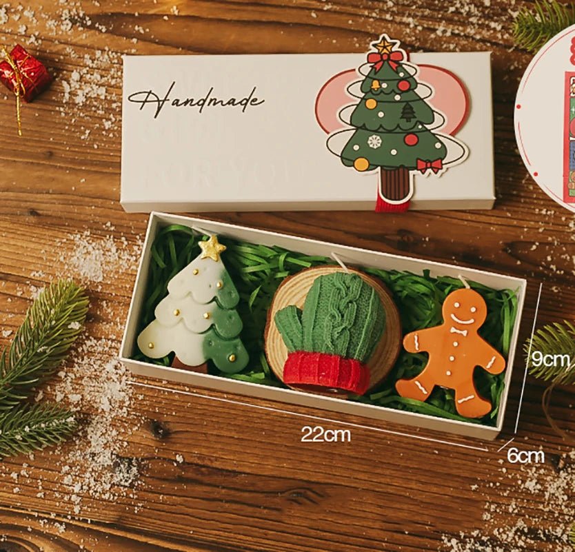 3Pcs/Pack Christmas Handmade Scented Candle Decor Cute Santa Snowman Elk Aromatherapy Candle