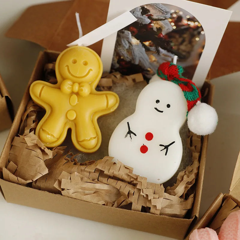 3Pcs/Pack Christmas Handmade Scented Candle Decor Cute Santa Snowman Elk Aromatherapy Candle