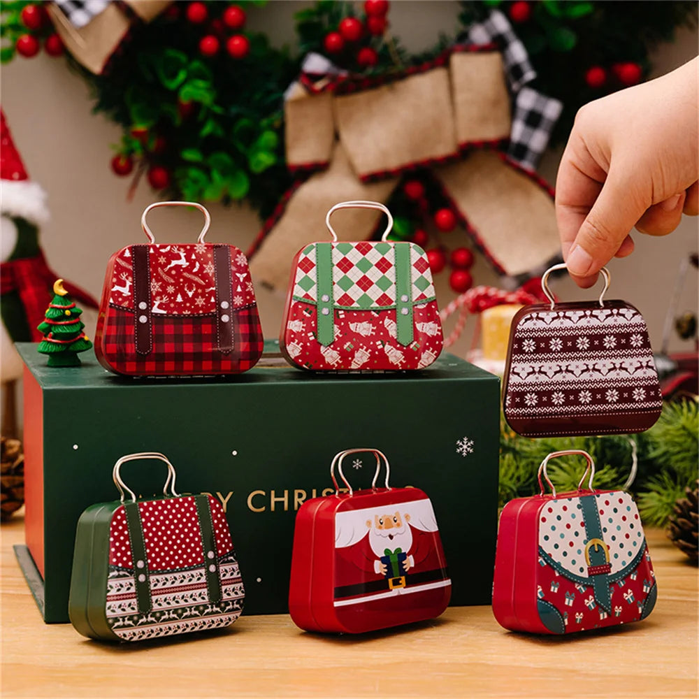 Christmas Decoration Metal Box Handbag Shape Tin Jar Jewelry