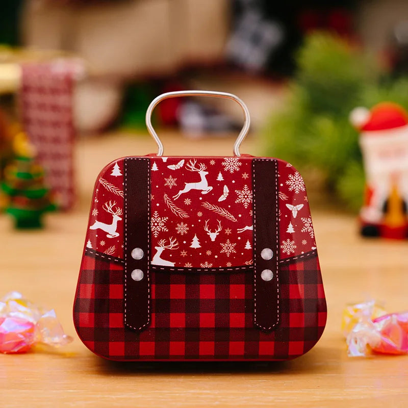 Christmas Decoration Metal Box Handbag Shape Tin Jar Jewelry Storage Case Kids Gift Can Storage Boxes Xms Party Decors