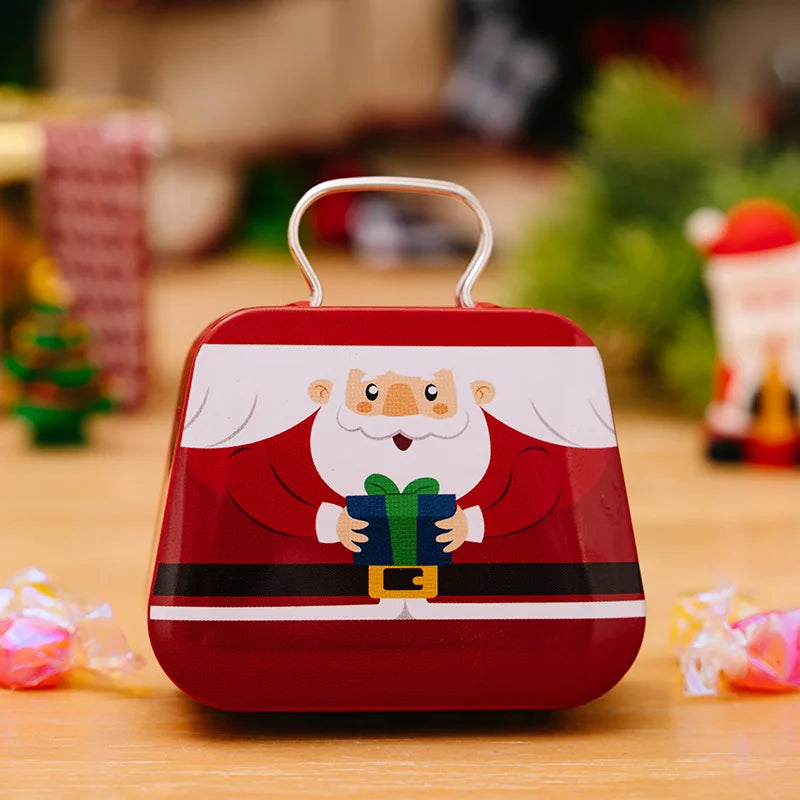Christmas Decoration Metal Box Handbag Shape Tin Jar Jewelry Storage Case Kids Gift Can Storage Boxes Xms Party Decors