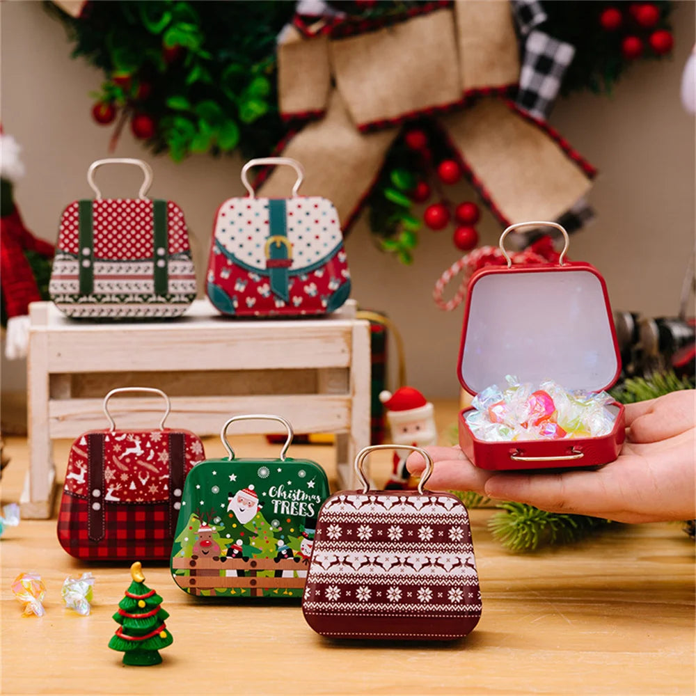 Christmas Decoration Metal Box Handbag Shape Tin Jar Jewelry