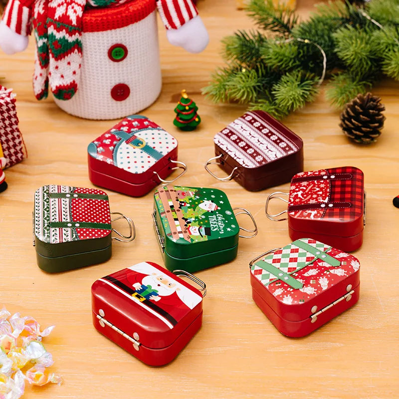 Christmas Decoration Metal Box Handbag Shape Tin Jar Jewelry Storage Case Kids Gift Can Storage Boxes Xms Party Decors