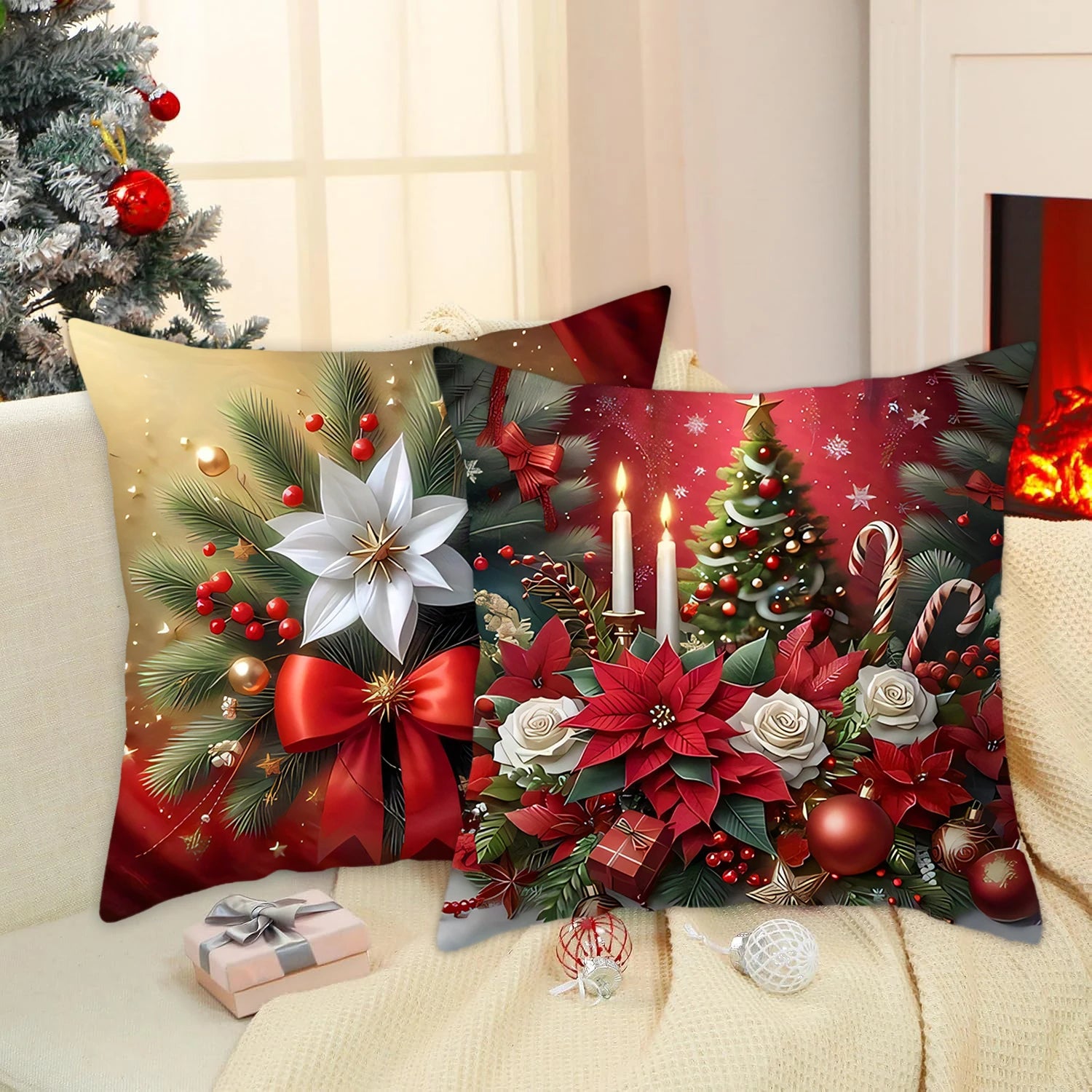 1pcs 2D Christmas Pillow Cover Xmas Party Decoration Xmas Holiday Santa Claus Pillow Cover Navidad Natal New Year Gift