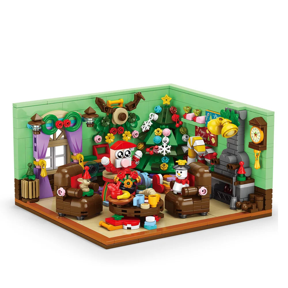 Christmas Train Christmas Tree Elk Christmas House Building Blocks Xmas Tree Decor For Kids