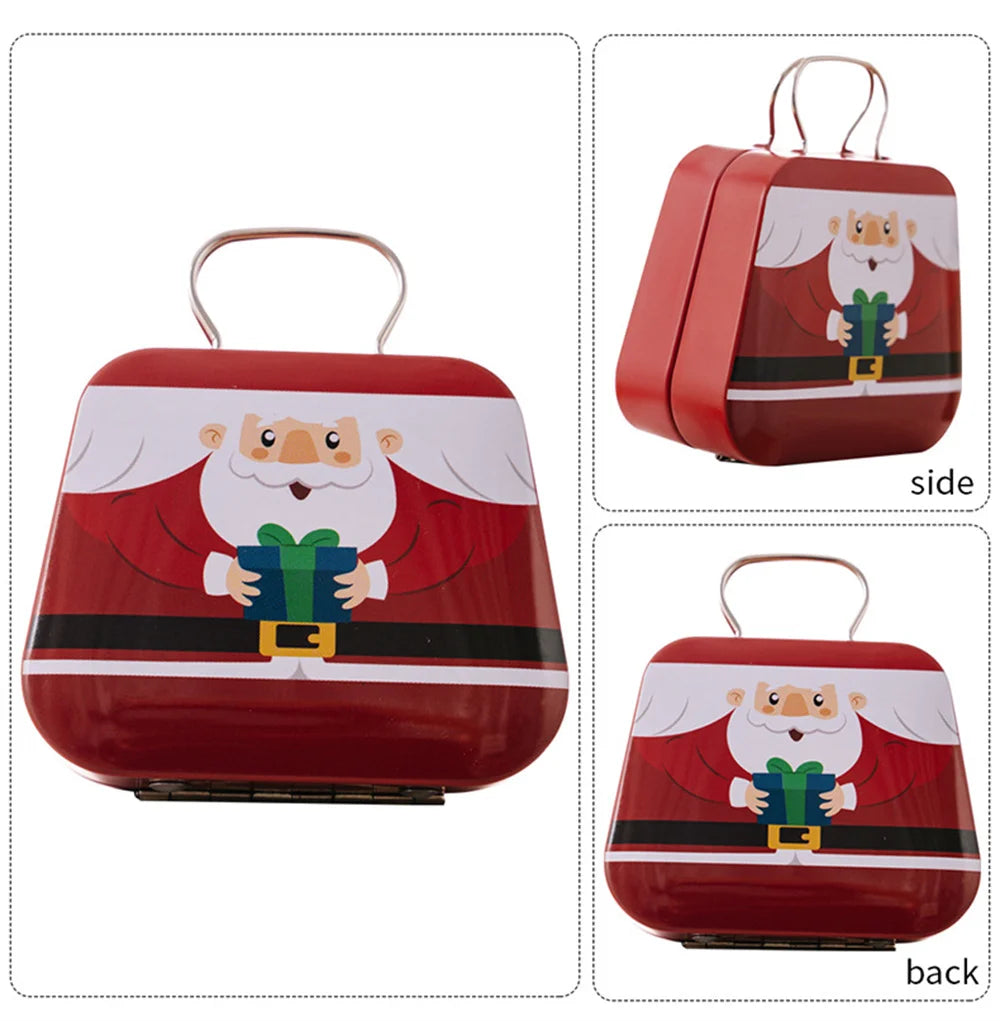 Christmas Decoration Metal Box Handbag Shape Tin Jar Jewelry Storage Case Kids Gift Can Storage Boxes Xms Party Decors