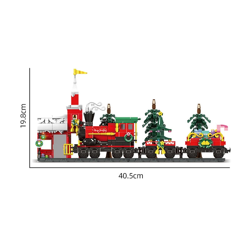 Christmas Train Christmas Tree Elk Christmas House Building Blocks Xmas Tree Decor For Kids