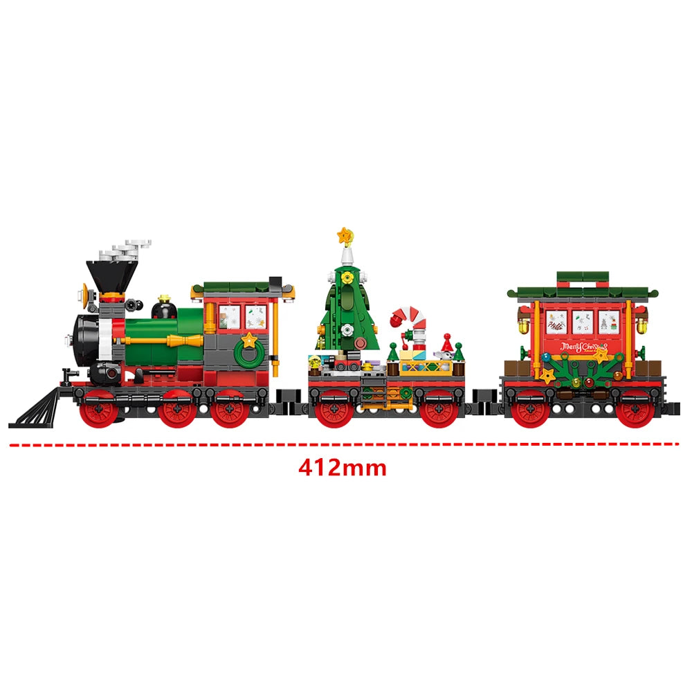 Christmas Train Christmas Tree Elk Christmas House Building Blocks Xmas Tree Decor For Kids