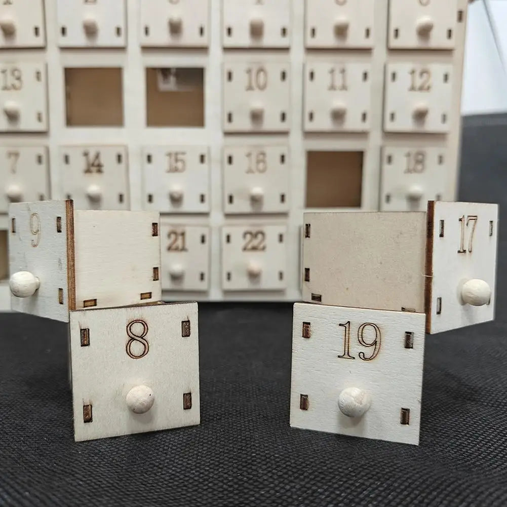 Christmas Advent Calendar 24 Days Countdown Decoration Reusable Detachable Wooden