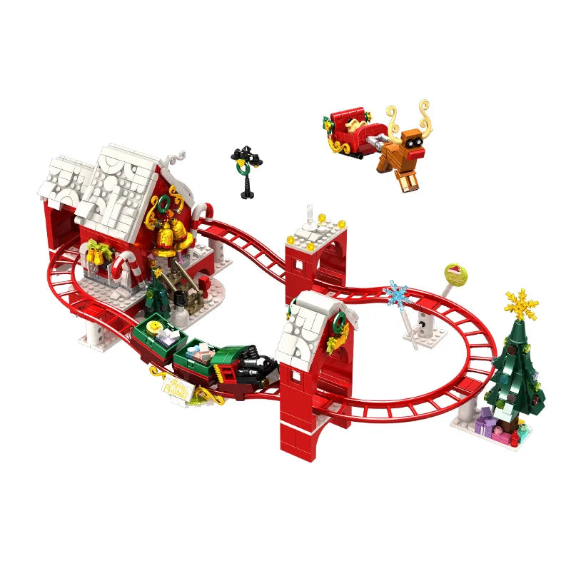Christmas Train Christmas Tree Elk Christmas House Building Blocks Xmas Tree Decor For Kids