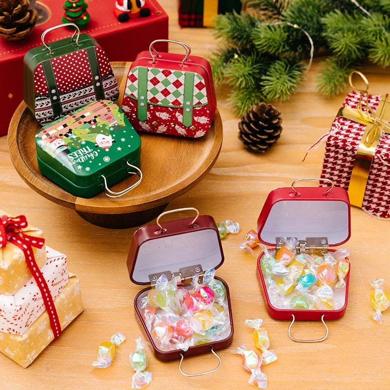 Christmas Decoration Metal Box Handbag Shape Tin Jar Jewelry Storage Case Kids Gift Can Storage Boxes Xms Party Decors