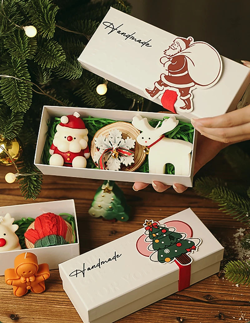 3Pcs/Pack Christmas Handmade Scented Candle Decor Cute Santa Snowman Elk Aromatherapy Candle