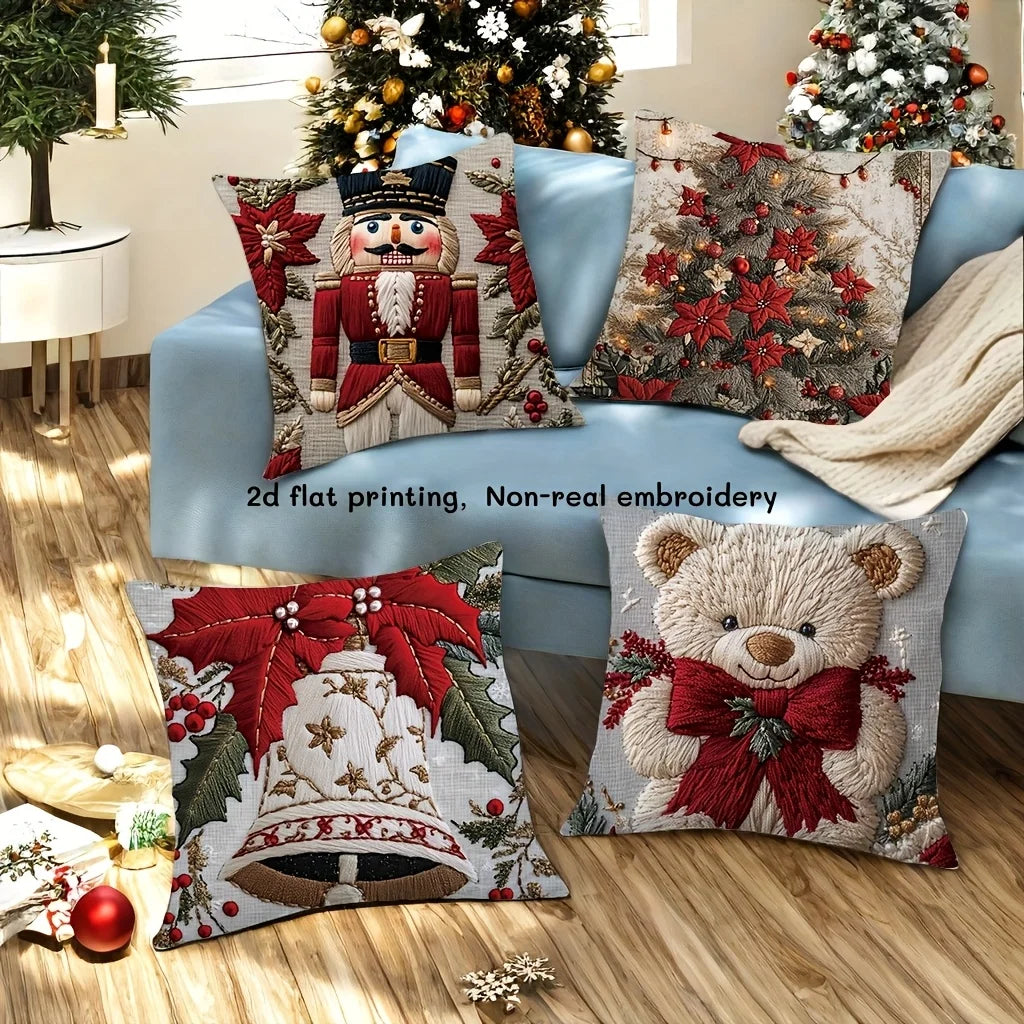 4Pc Christmas Pattern Decorative Pillowcase